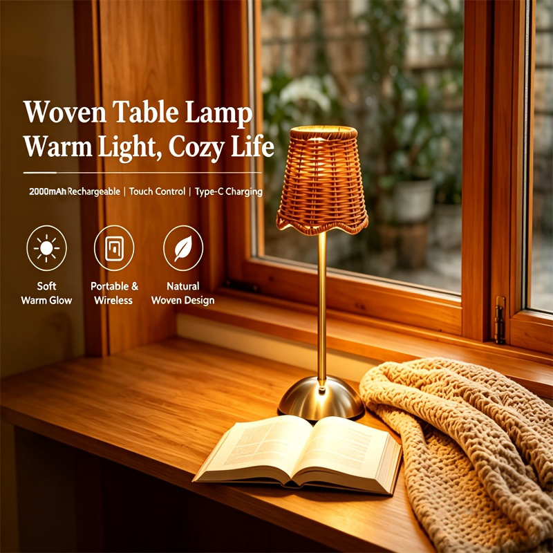 Home Lighting And Decor - Bohemian Woven Rattan Art Table Lamp