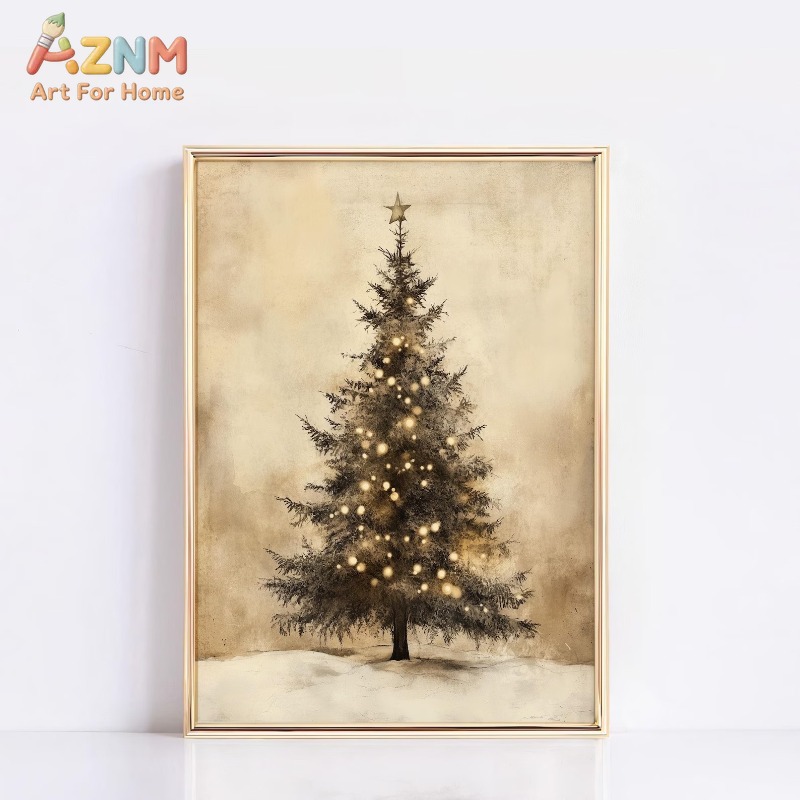 Home Decor Lighting Tree - Aged Vintage Christmas Tree Star Lights