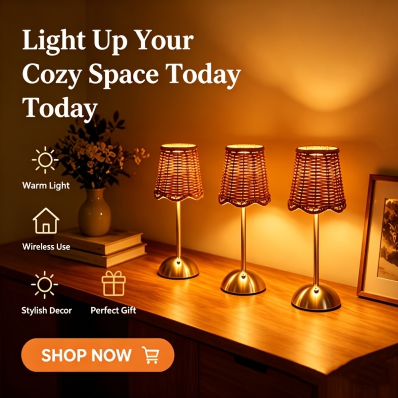 Bohemian Woven Rattan Art Tabl - Home Lighting And Decor recension och pris