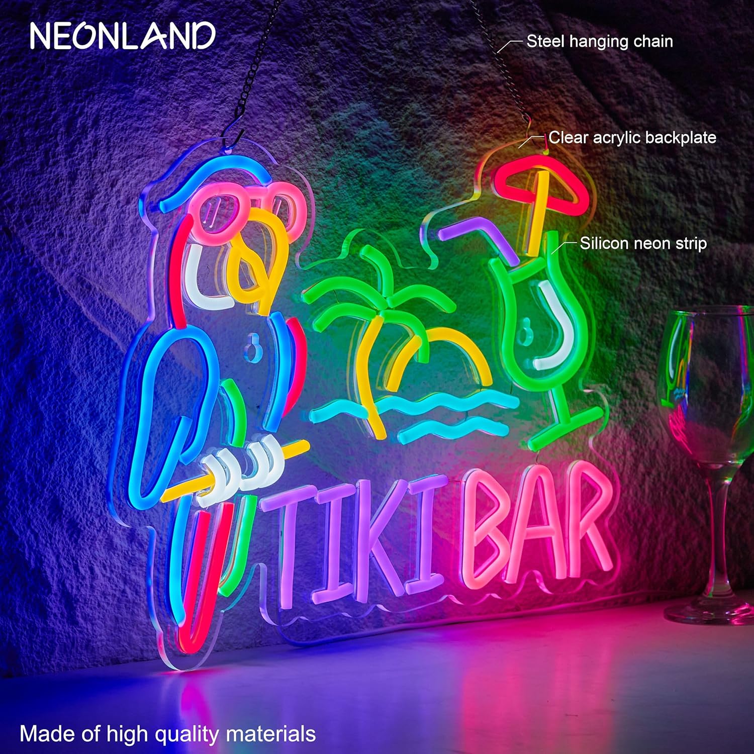 Tiki Bar Parrot Palm Tree Neon - Lighting Tree Decor recension och pris