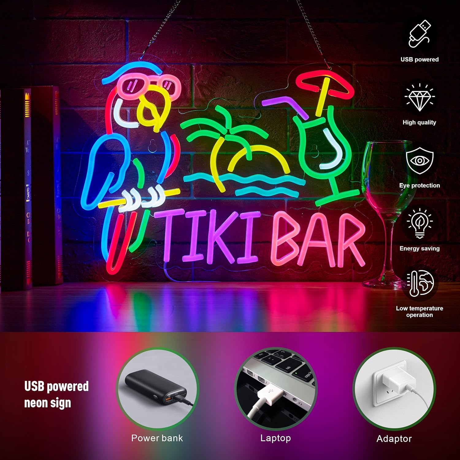 Tiki Bar Parrot Palm Tree Neon - Lighting Tree Decor recension och pris